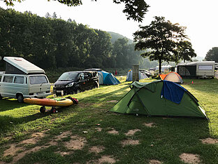Campingplatz Geiselerder - Weser-Flusstour mit Crossoverkajak Wave Sport Ethos